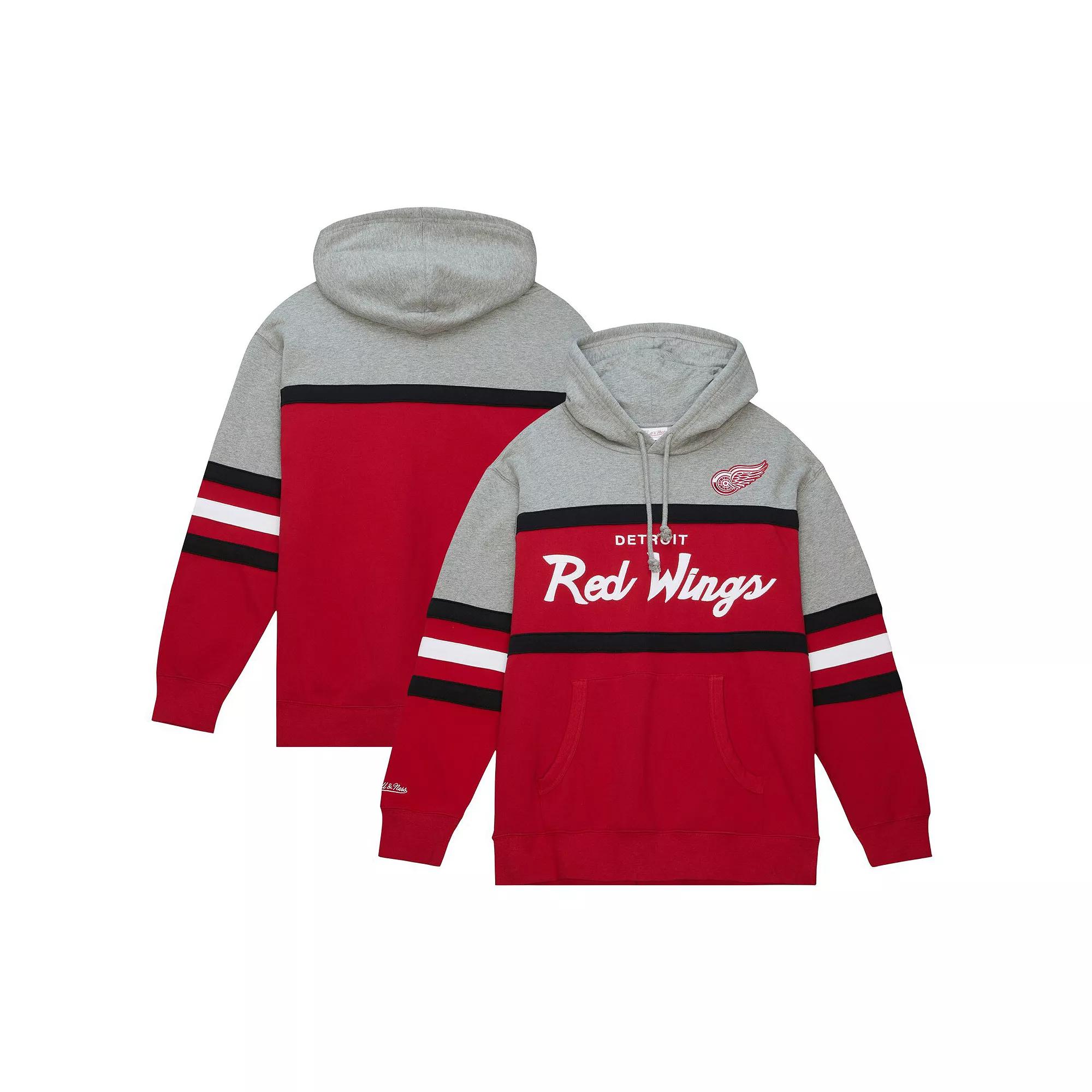 Men's Mitchell & Ness Red/Gray Detroit Red Wings Head Coach Pullover Hoodie, Size: Large Product Image