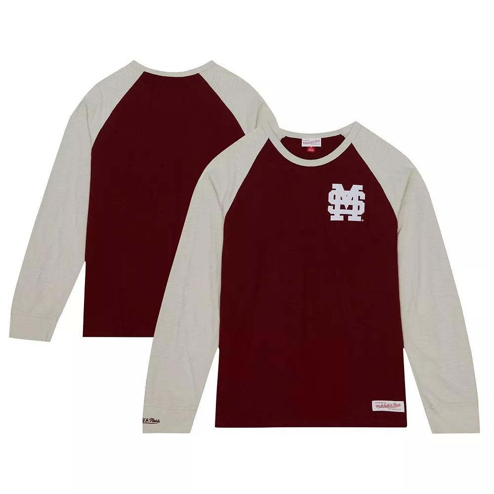 Men's Mitchell & Ness Maroon Mississippi State Bulldogs Legendary Slub Raglan Long Sleeve T-Shirt, Size: Small, Mst Red Product Image