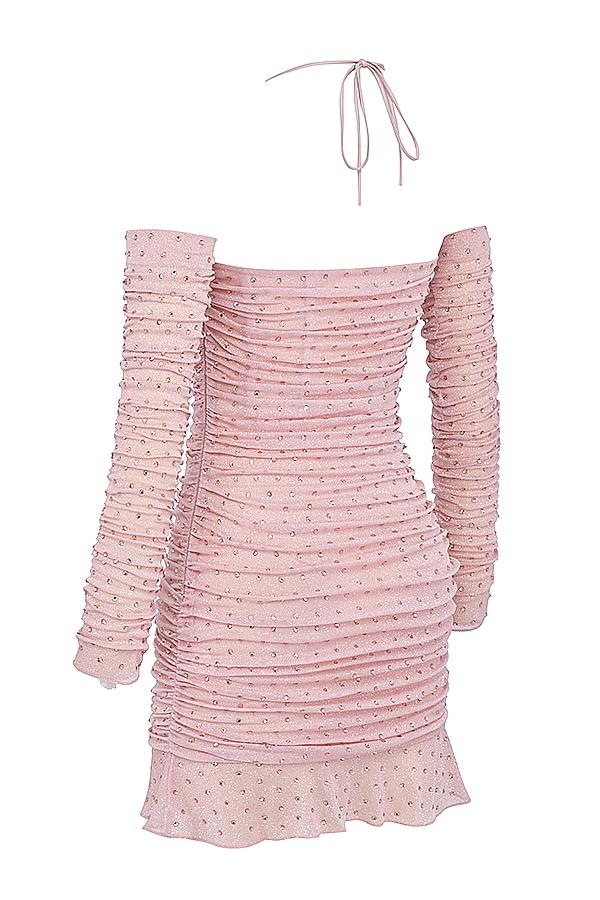 Estella  soft pink crystallised dress Product Image
