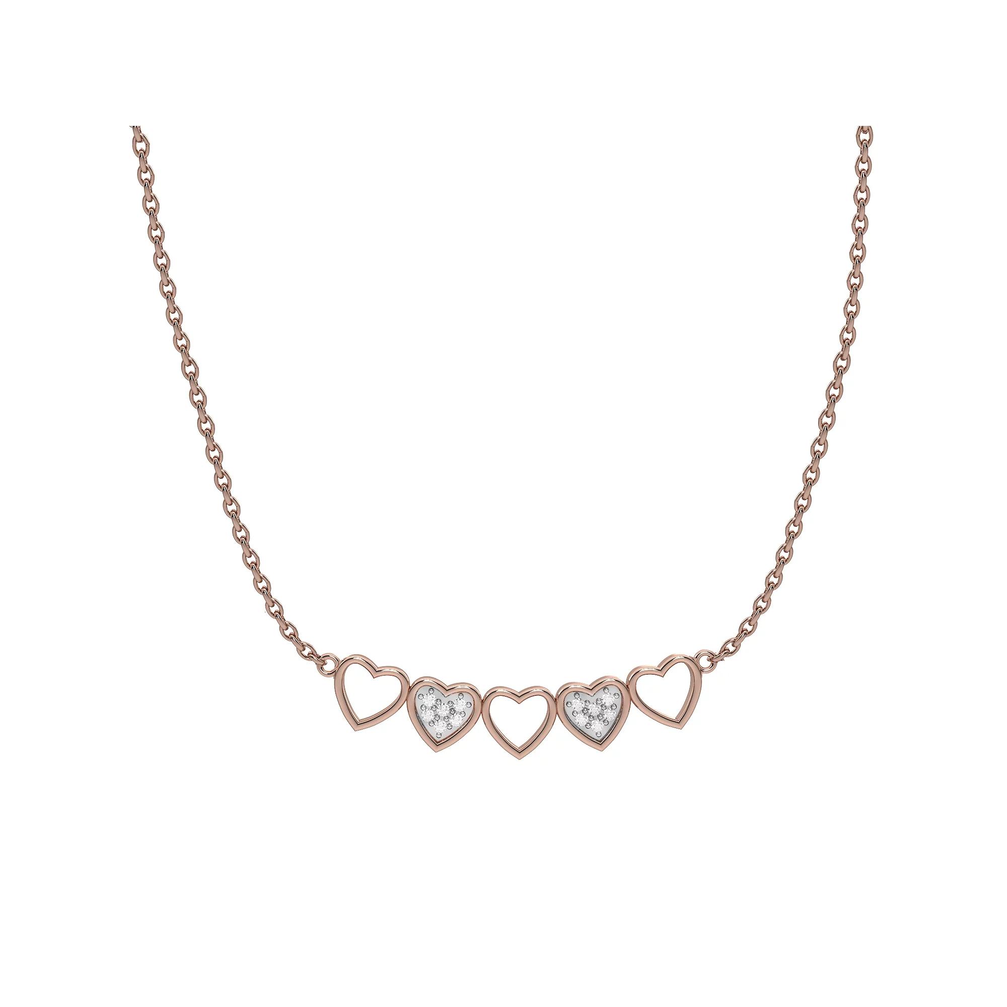 10k Rose Gold Diamond Accent Heart Necklace, Women's, Size: 18", 10k Yellow Gold Product Image