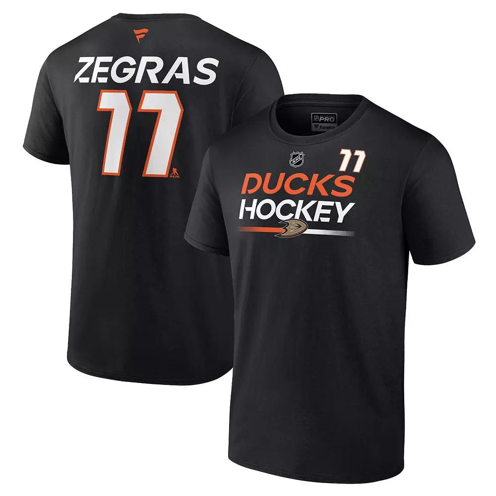 Men's Fanatics Branded Trevor Zegras Black Anaheim Ducks Authentic Pro Prime Name & Number T-Shirt, Size: 2XL, Dks Black Product Image