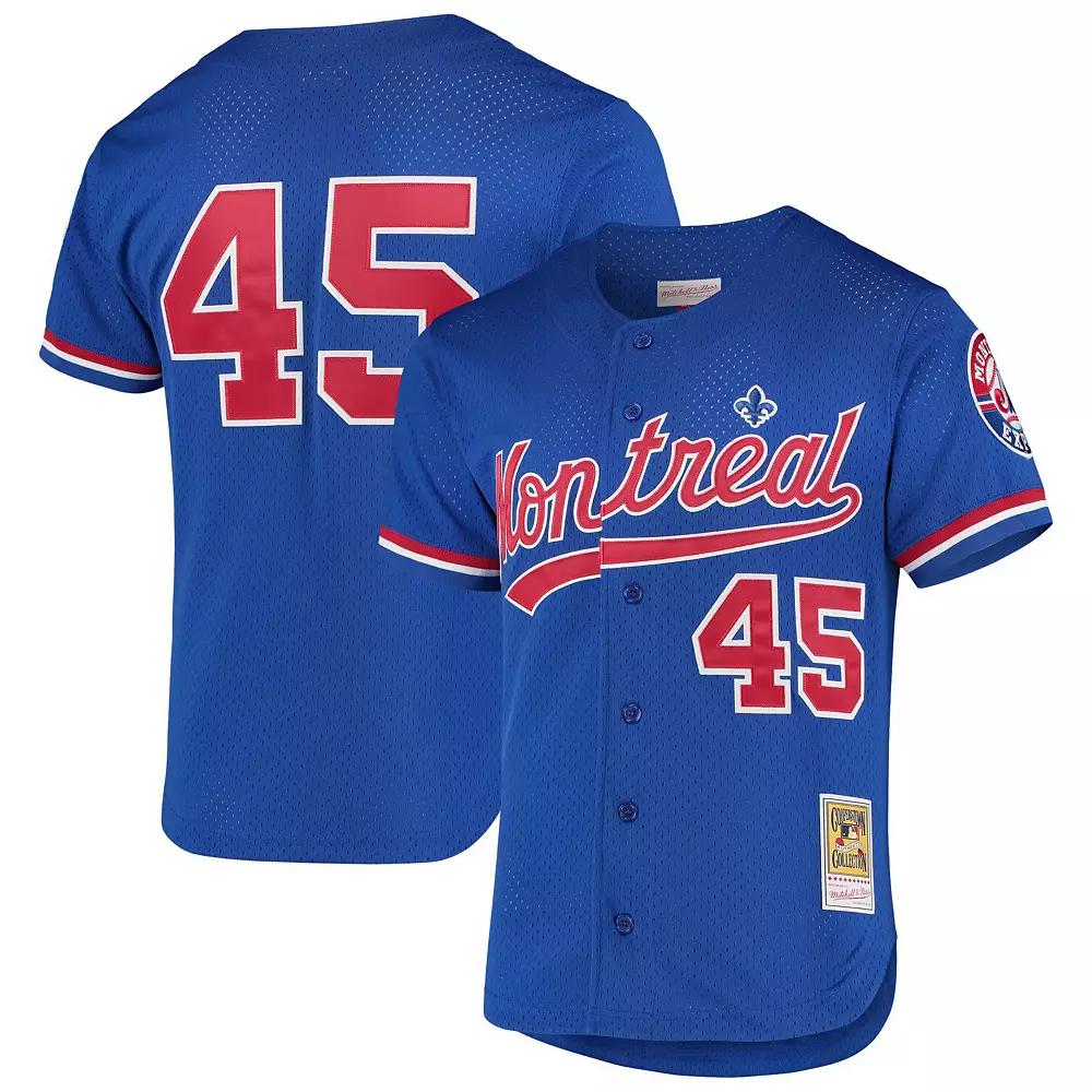 Men's Mitchell & Ness Pedro Martinez Blue Montreal Expos Cooperstown Collection Mesh Batting Practice Button-Up Jersey, Size: Small, Mlb Blue Product Image