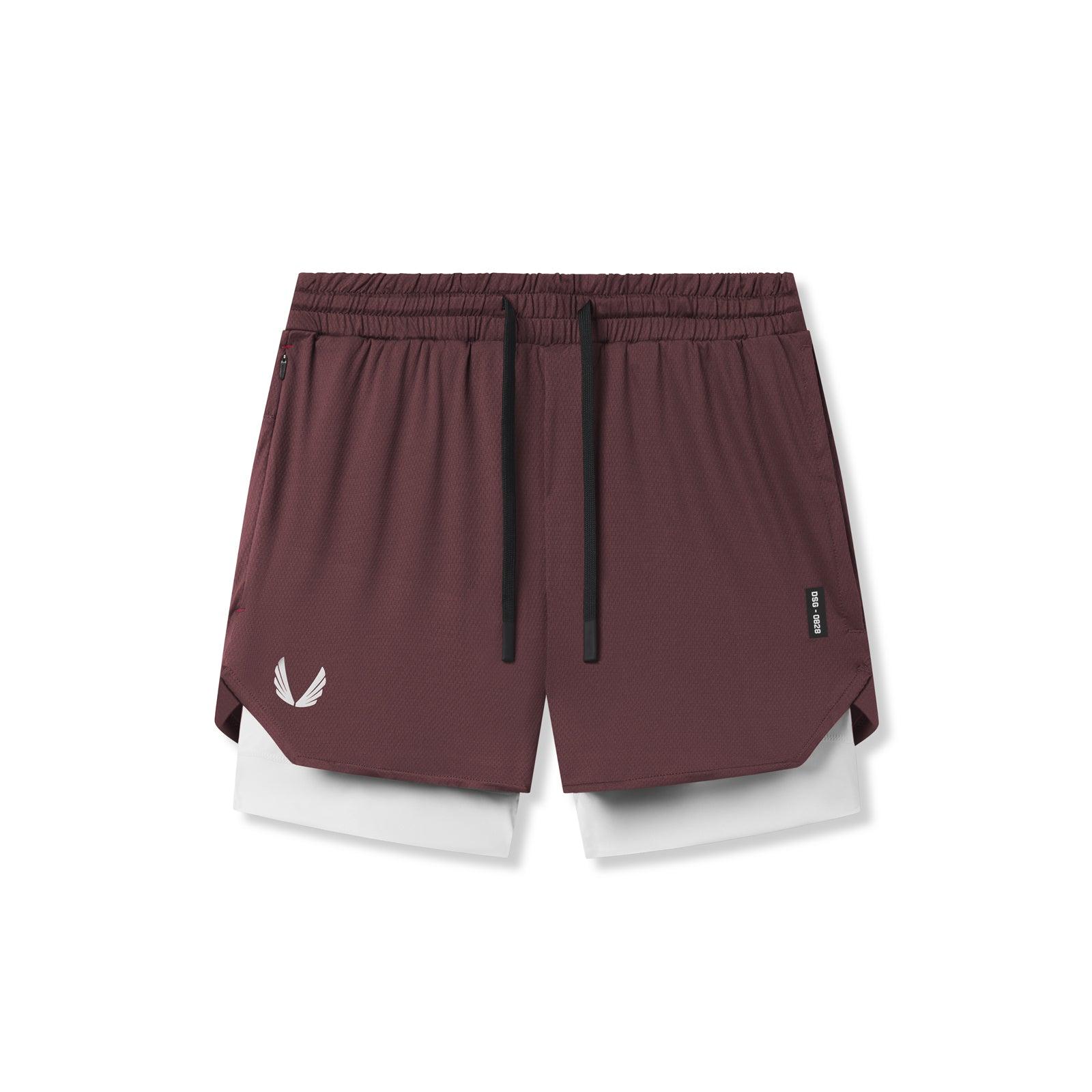 0828. AeroSilver® 5" Liner Short - Plum "Wings"/White Male Product Image