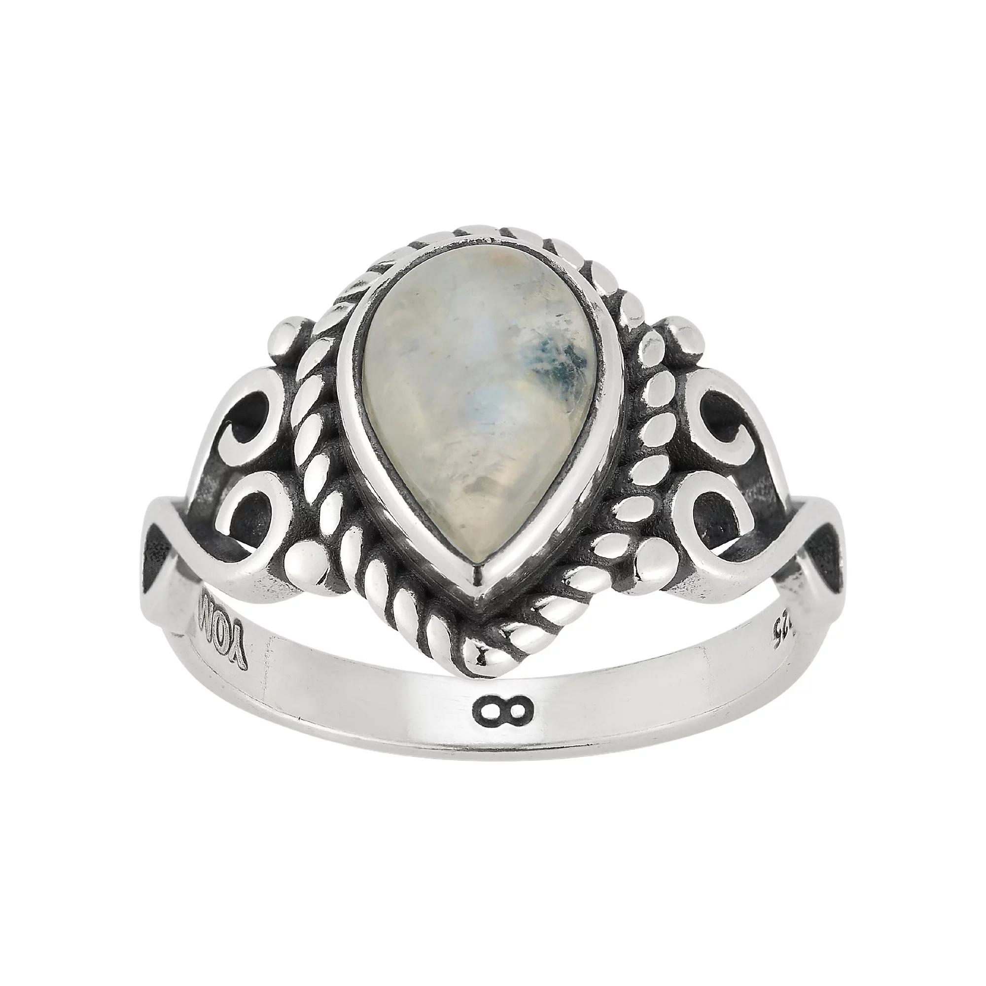 Sunkissed Sterling Sterling Silver Oxidized Pear-Shaped Moonstone Ring, Women's, Size: 9, Silver Tone Product Image