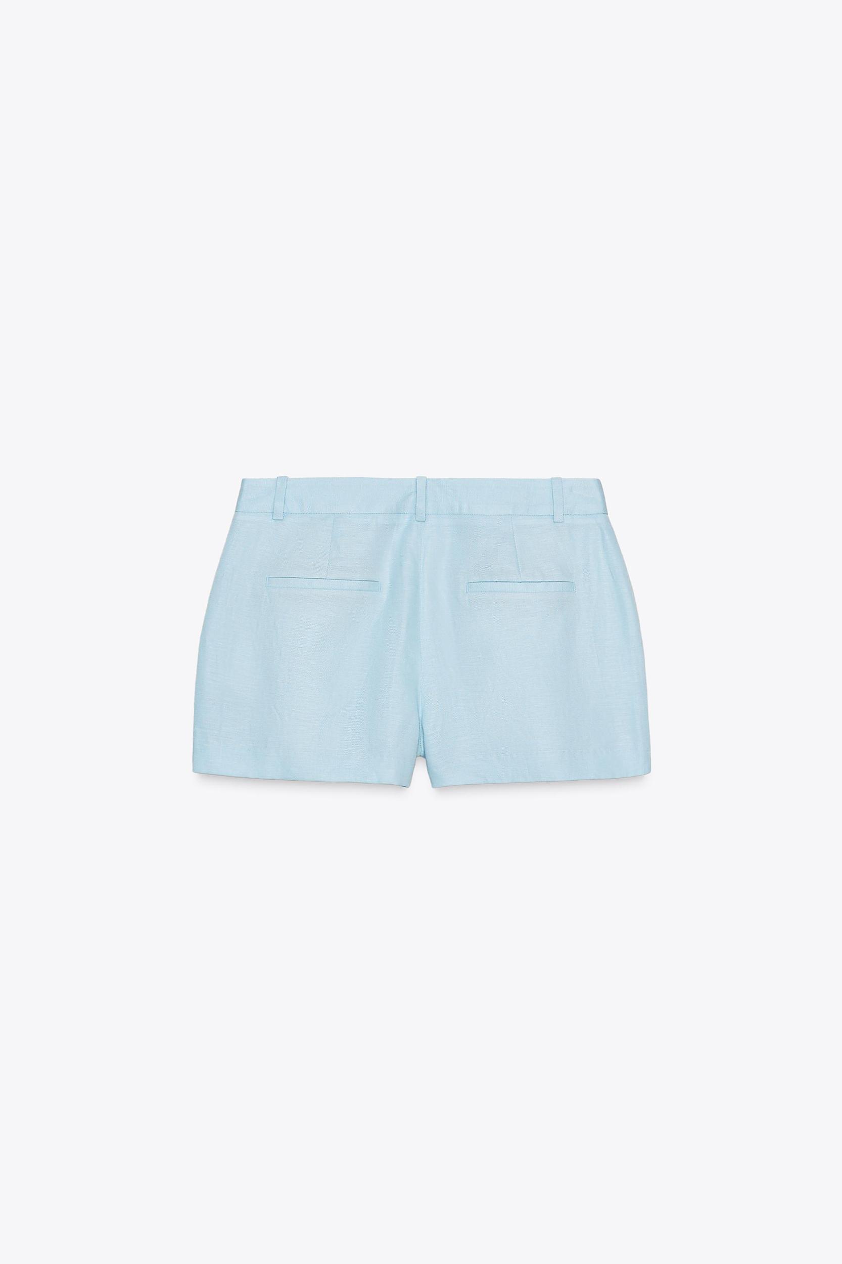 MID-RISE LINEN BERMUDA SHORTS Product Image