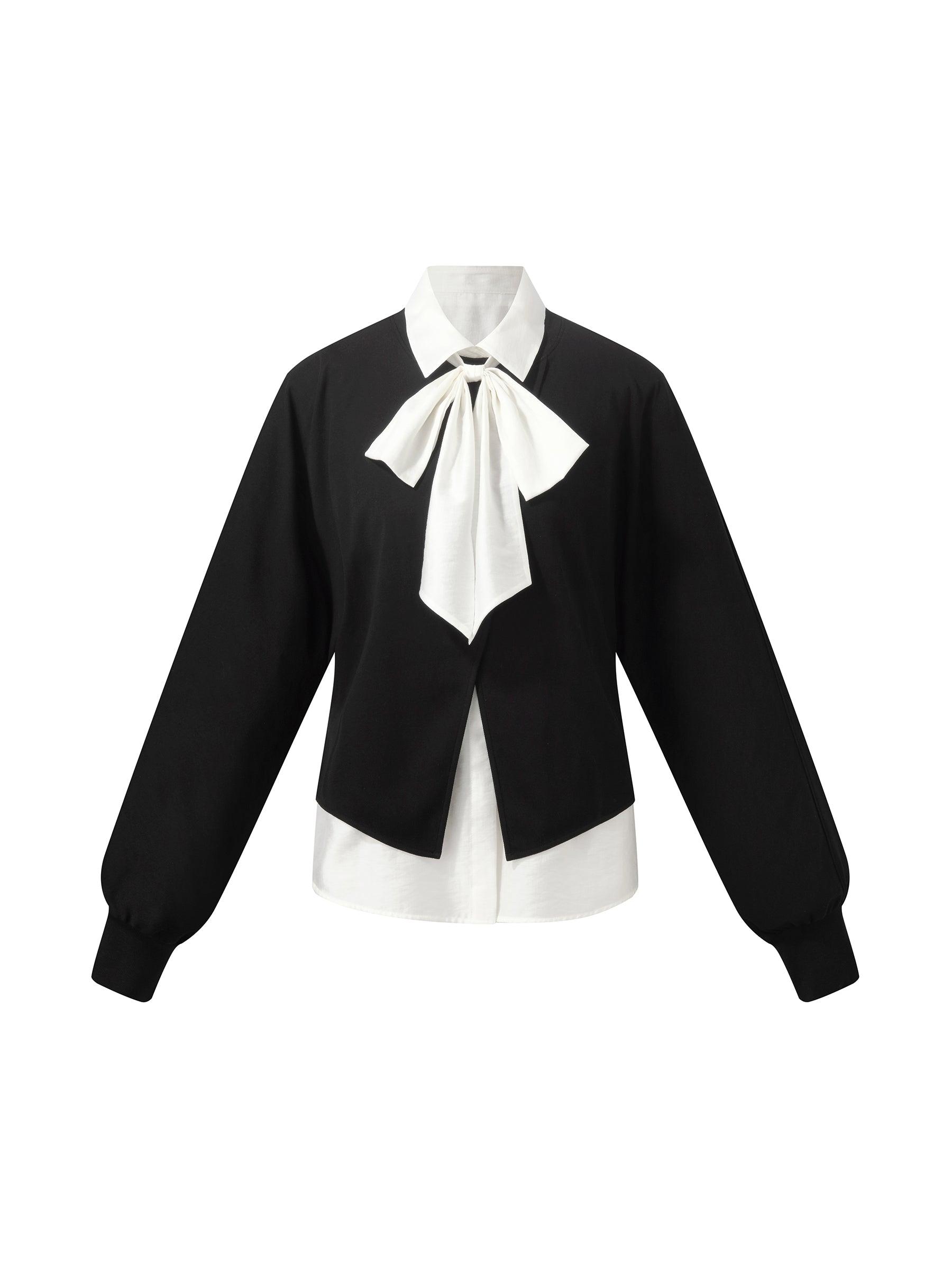 Front Slit Knit Top And Sleeveless Shirt Two-Piece Set Product Image