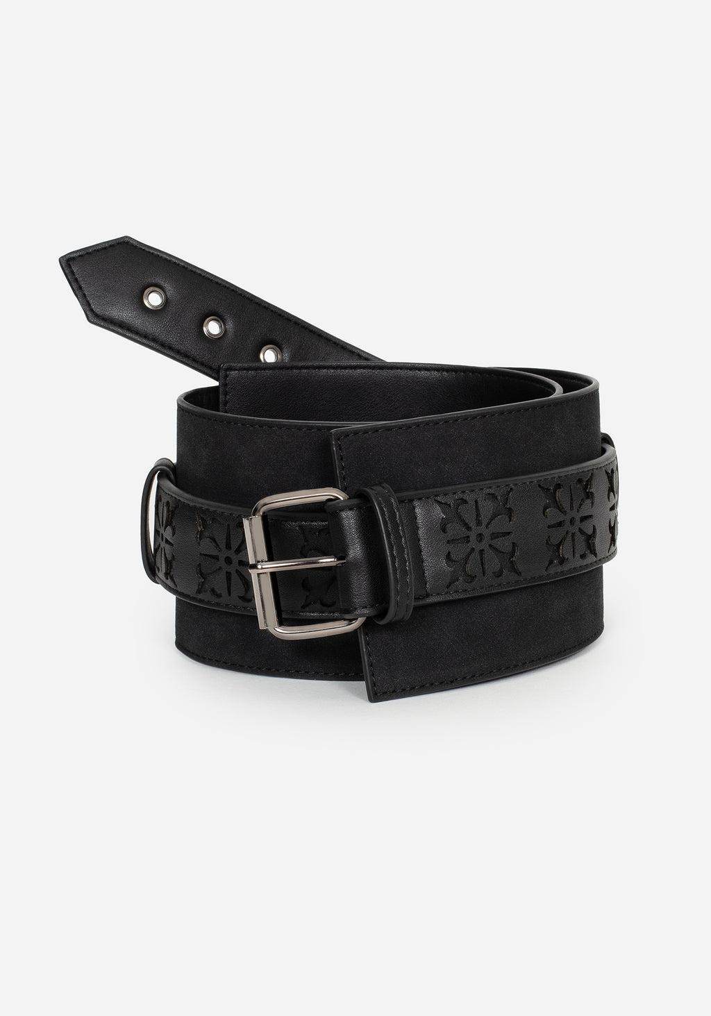 Eugenia Cross Cut Out Detail Faux Suede Waist Belt Product Image