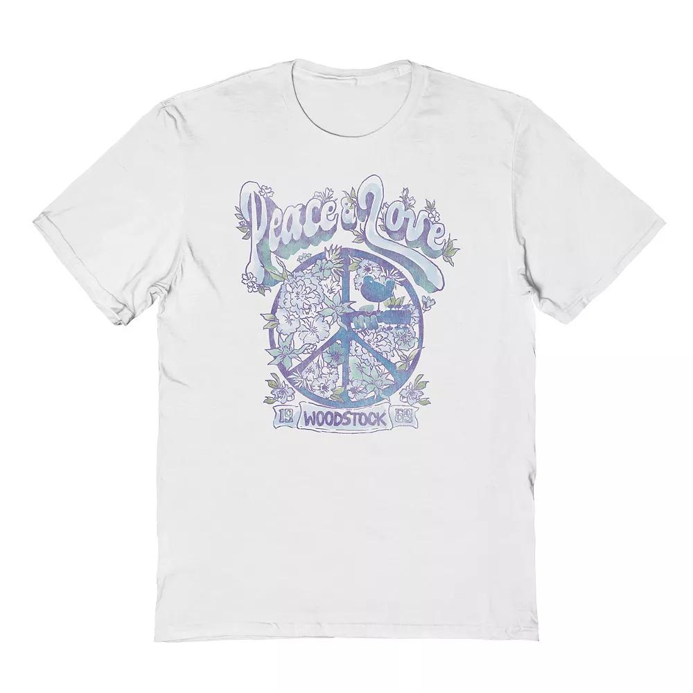 Men's Blue Peace & Love Graphic Tee, Size: Large, White Product Image