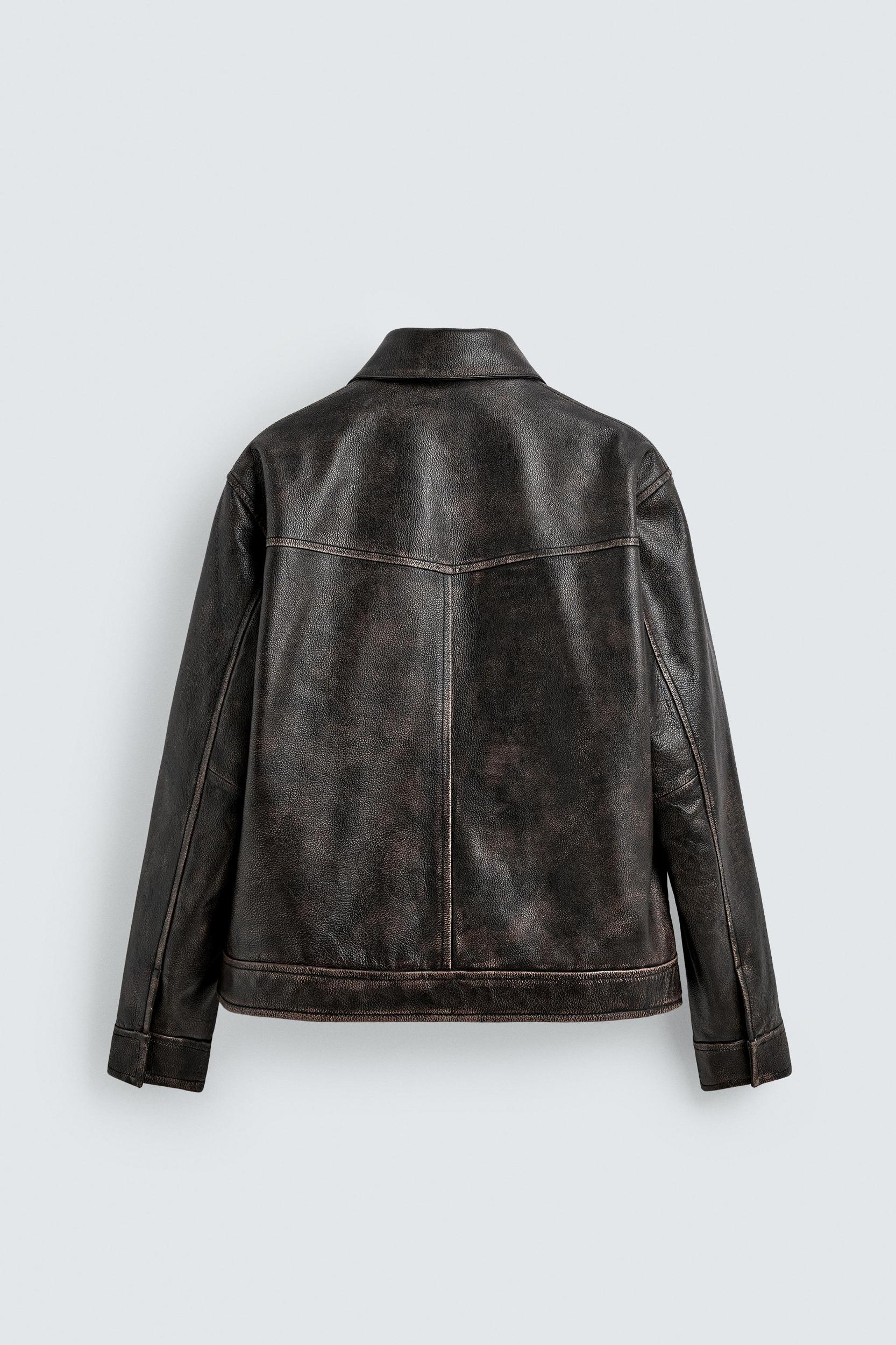 VINTAGE EFFECT WASHED LEATHER JACKET LIMITED EDITION Product Image