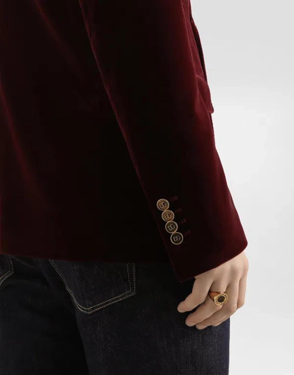 DOLCE & GABBANA Sicilia Velvet Double-breasted Blazer In Red Product Image