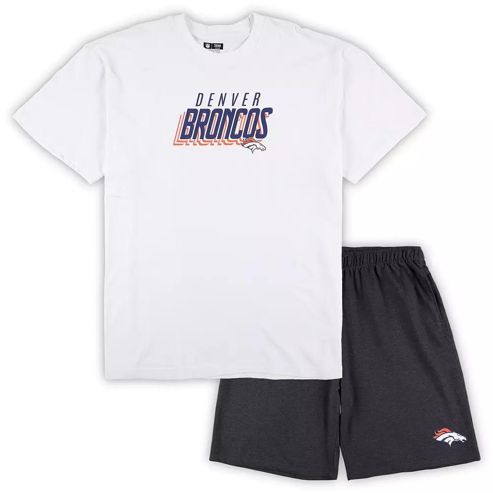 Men's Concepts Sport White/Charcoal Denver Broncos Big & Tall T-Shirt and Shorts Set,  Product Image