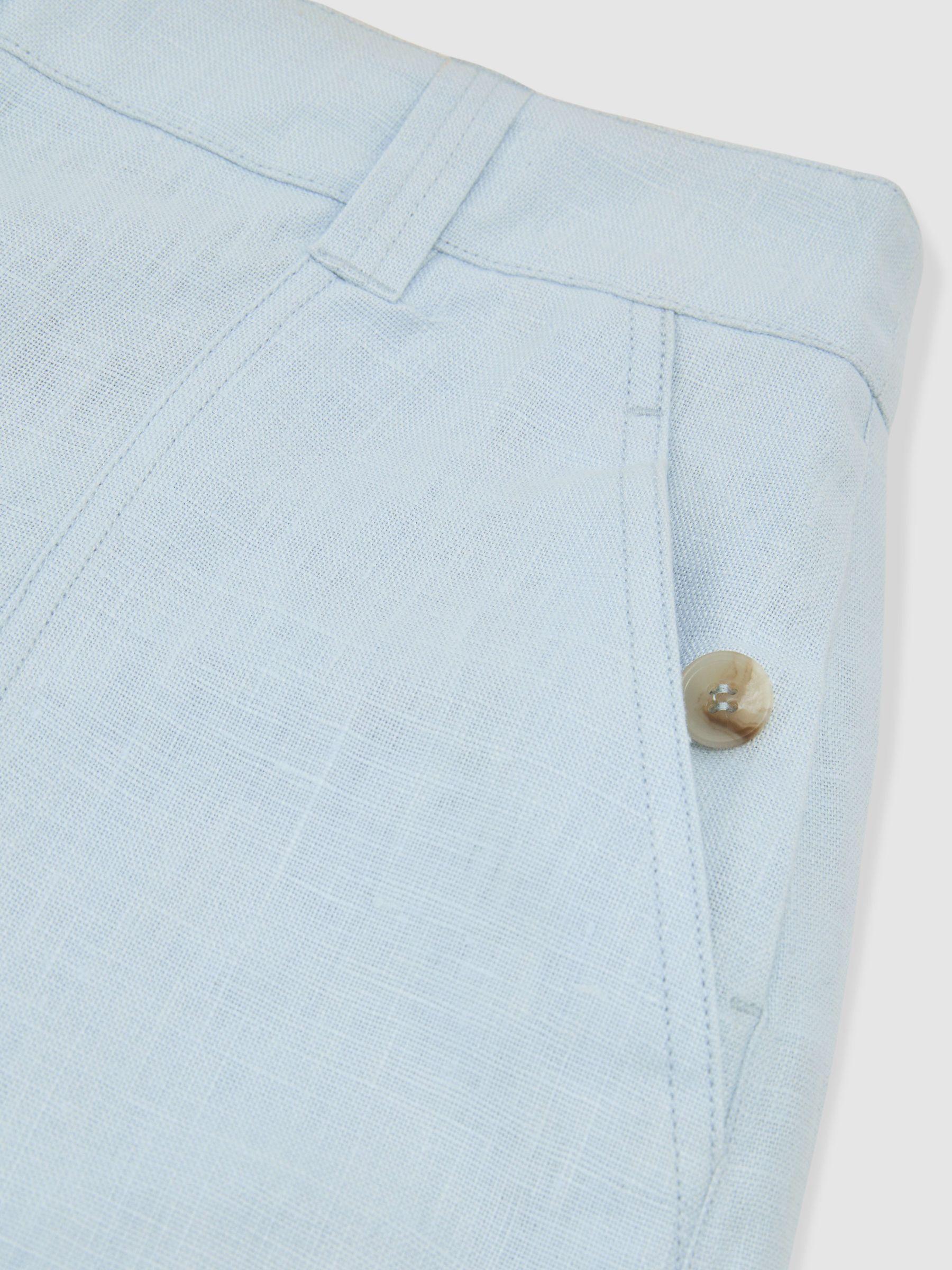 Linen Wide-Leg Trousers in Dusty Blue Product Image