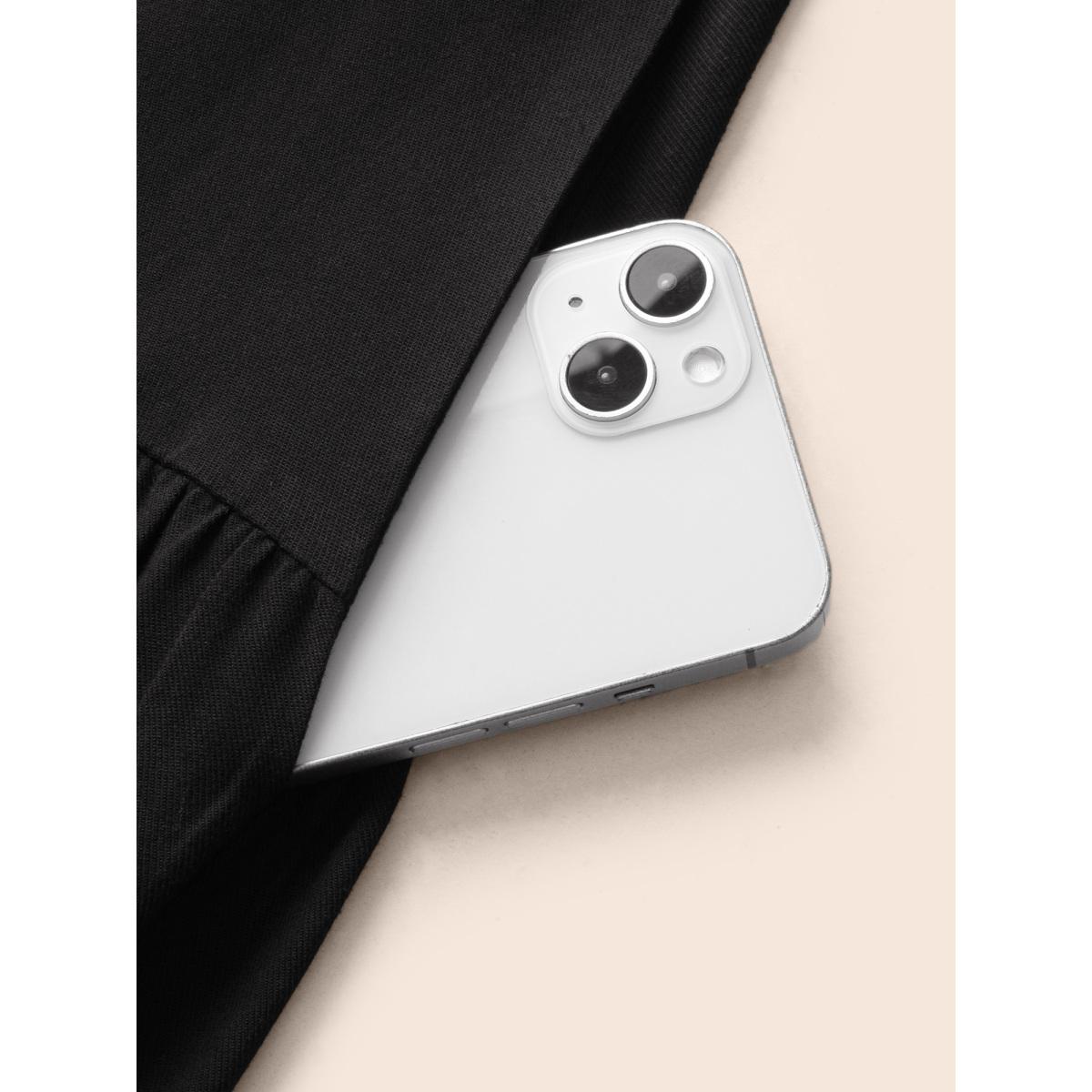 Plus Size Supersoft Essentials Notched Ruffle Layered Hem Sleeveless Dress Black Women Elegant Gathered V-neck Sleeveless Curvy Midi Dress BloomChic 22-24/3X Product Image