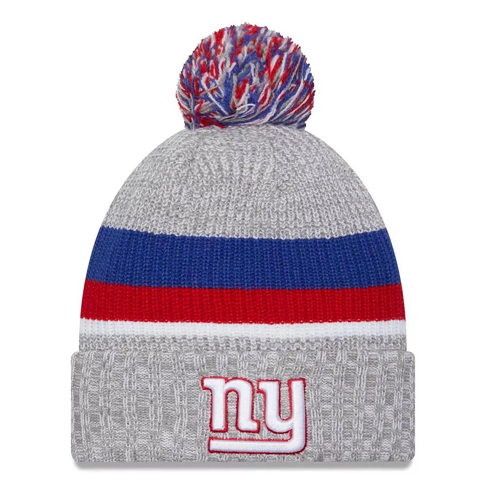 Men's New Era Heather Gray New York Giants Cuffed Knit Hat with Pom, Grey Product Image