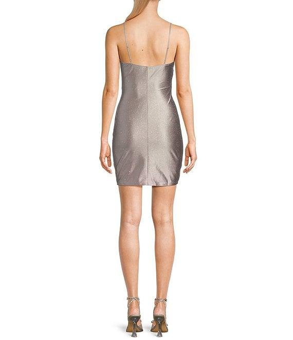 Honey and Rosie Square Neck Glitter Wrap Dress Product Image