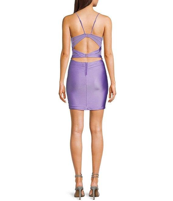 Honey and Rosie Spaghetti Strap Shirred Bodice Bodycon Dress Product Image