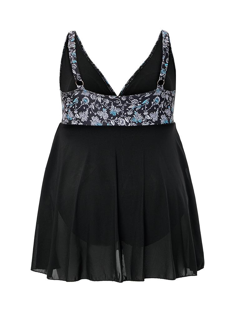 Floral Patchwork Ruffle Tiered Swim Dress Female Product Image