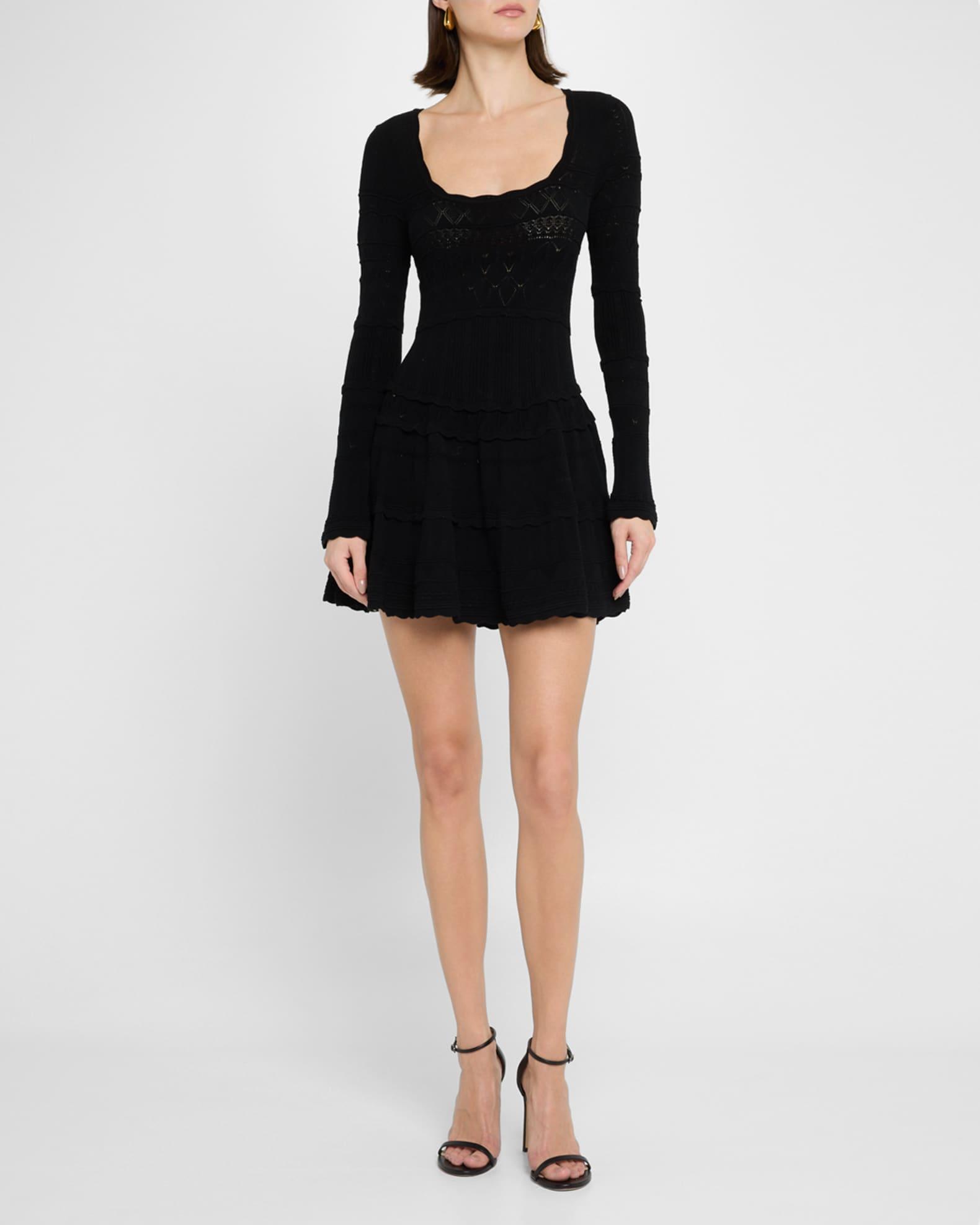 Lavender Pointelle-Knit Mini Dress Product Image