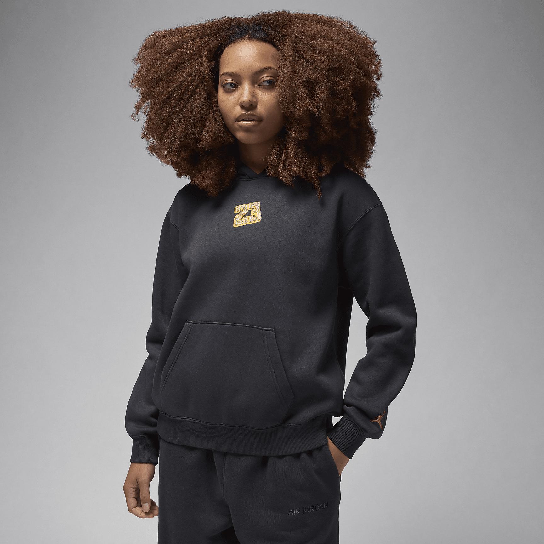 Jordan Womens Jordan Brooklyn Fleece Pullover 24 Gel - Womens Off Noir/Gym Red Product Image