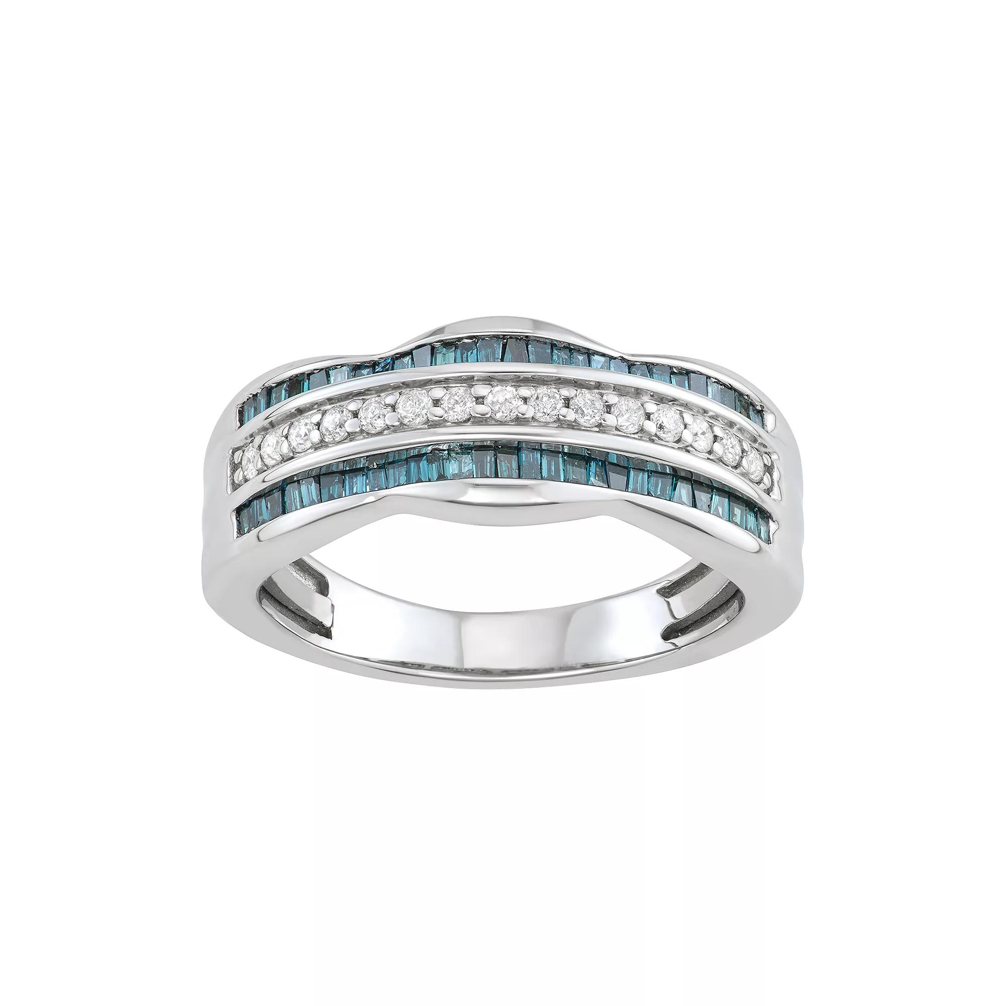 Jewelexcess 1/2 Carat Blue & White Diamond Sterling Silver Ring, Women's, Size: 6 Product Image