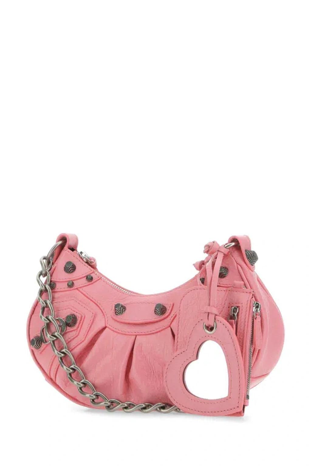 BALENCIAGA Women Pink Nappa Leather Le Cagole Xs Crossbody Bag Product Image