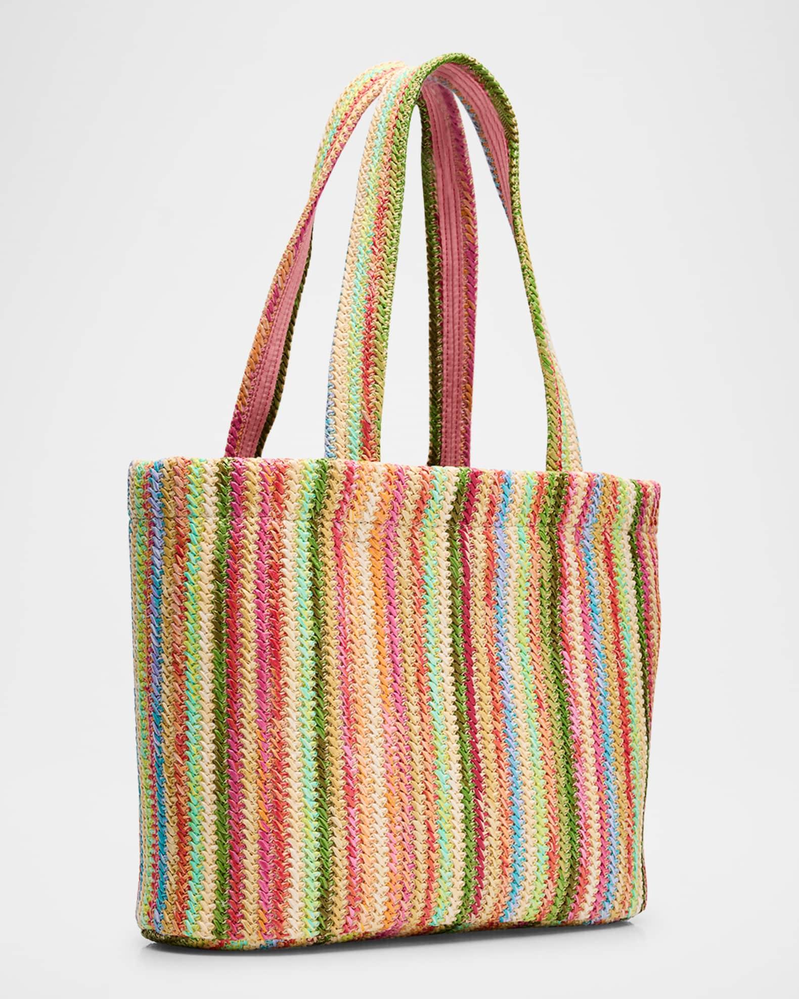 Beach Medium Striped Raffia Tote Bag Product Image