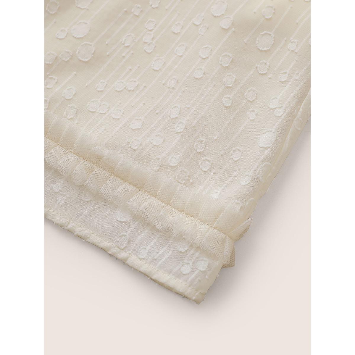 Plus Size Chiffon Shirred Mesh Frill Trim Pocket Dress Apricot Women Elegant Elastic cuffs Square Neck Long Sleeve Curvy Knee Dress BloomChic 10/M Product Image