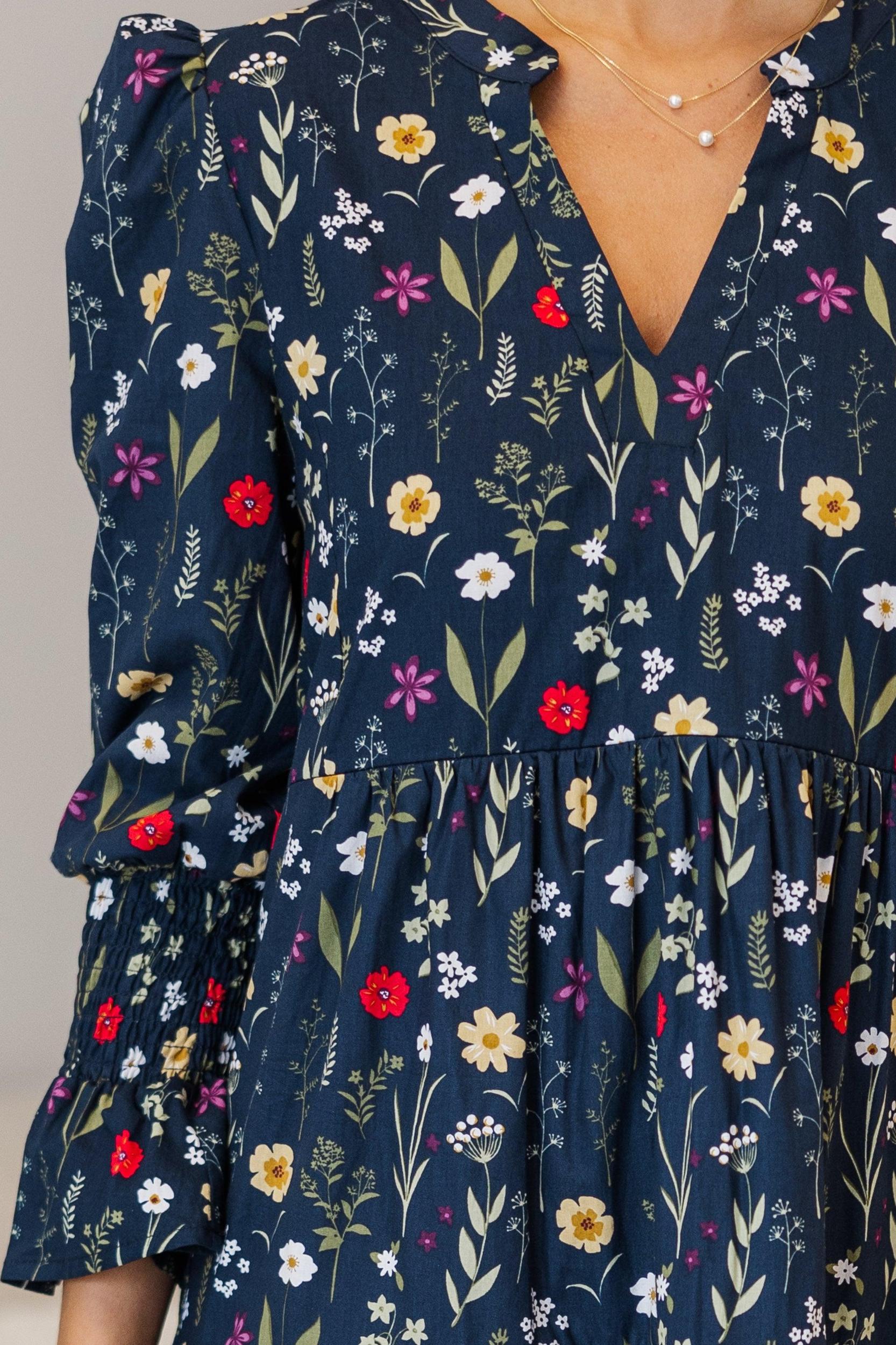 NURSING COLLECTION: What A Surprise Navy Floral Midi Dress Female Product Image