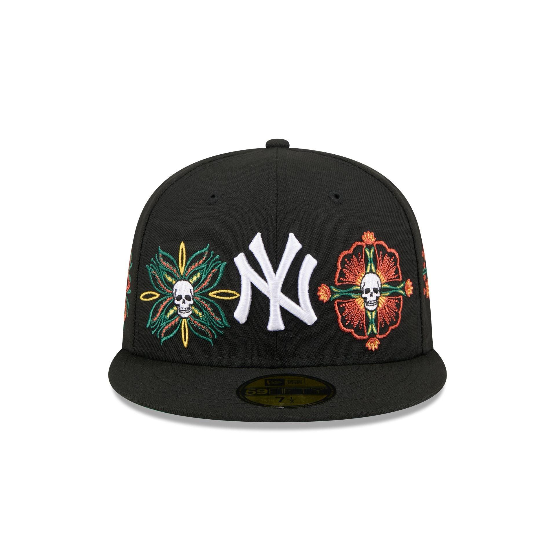 New York Yankees Day of the Dead Skull & Flowers 59FIFTY Fitted Hat Male Product Image