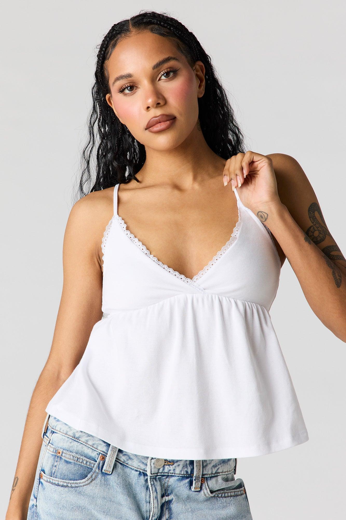 Surplice Lace Trim Babydoll Tank Female Product Image