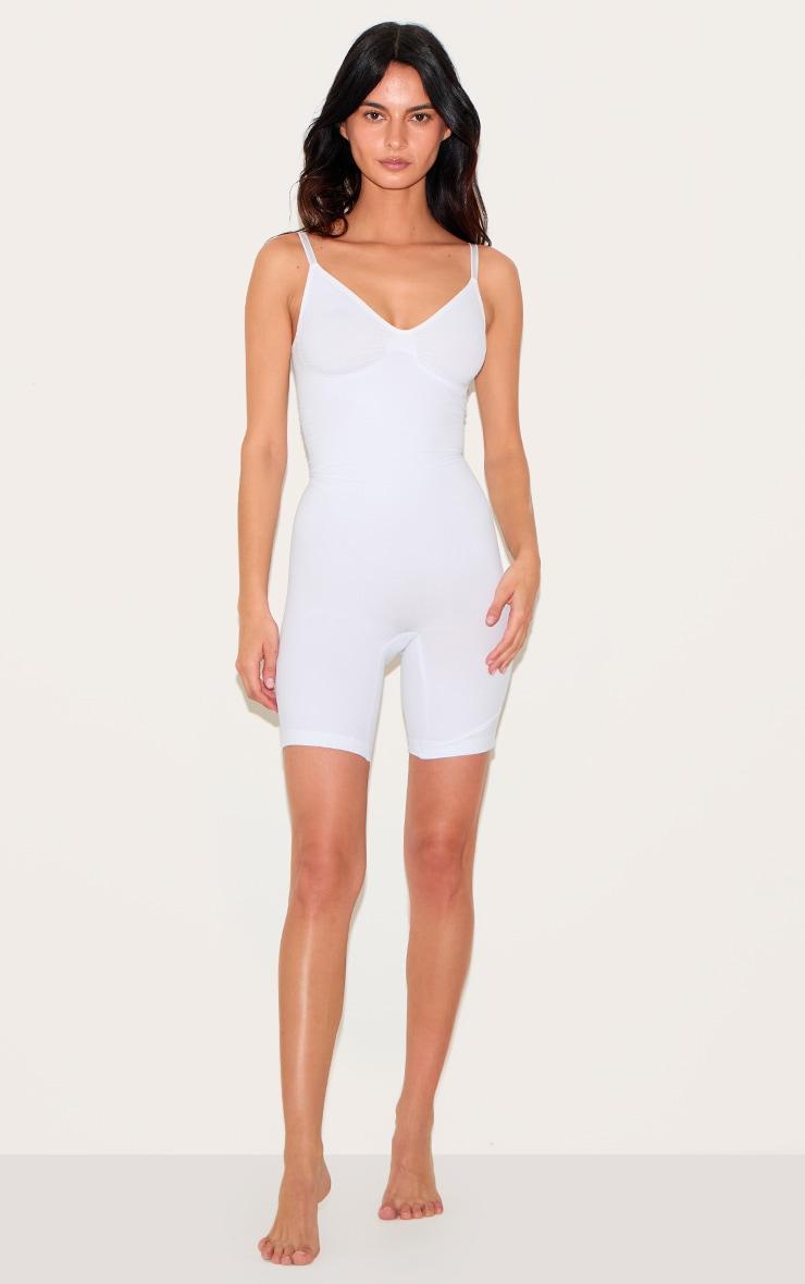 White Mid Thigh Shapewear Bodysuit Product Image
