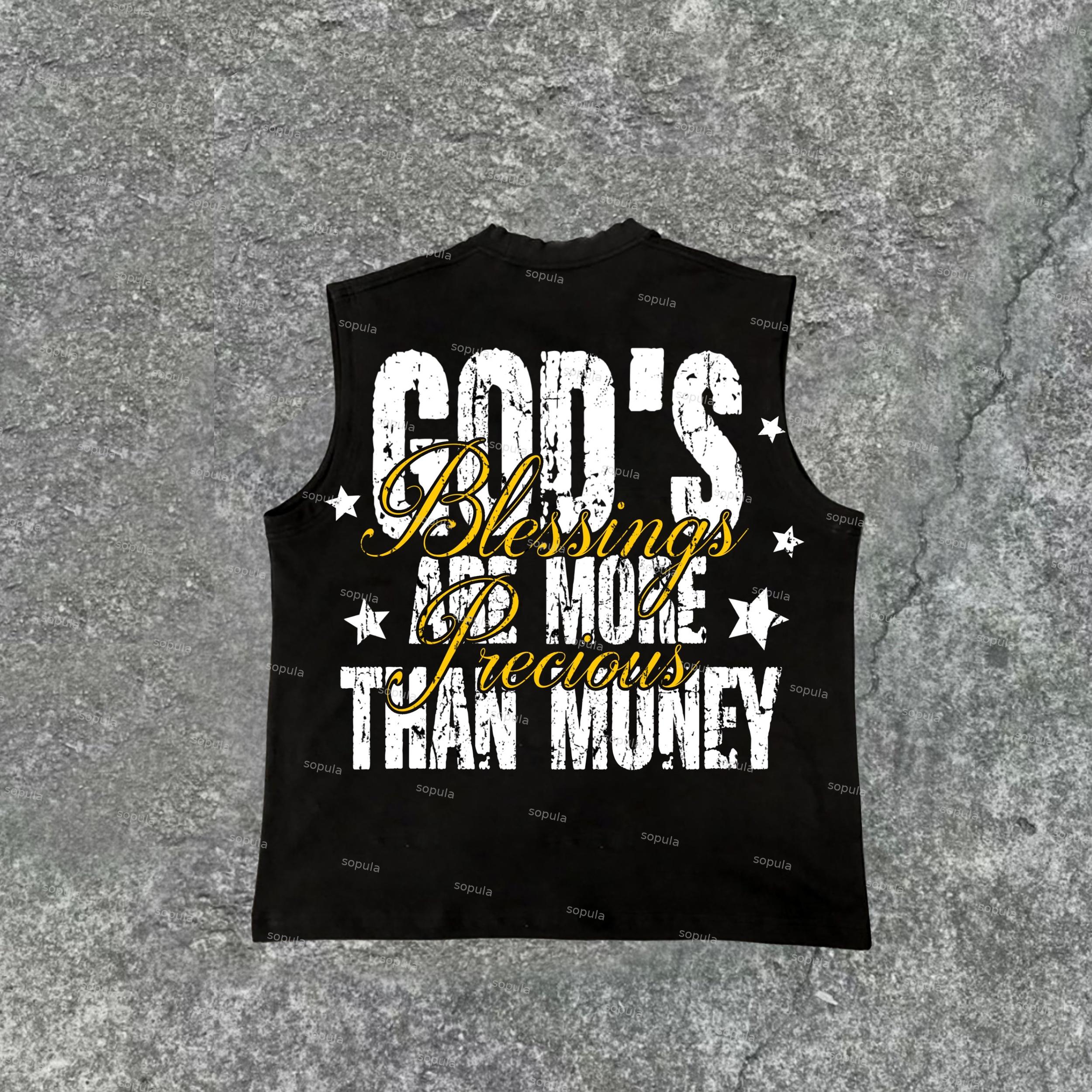 Sopula Men's Our Lady Of Money Print Cotton Sleeveless Tank Top Product Image