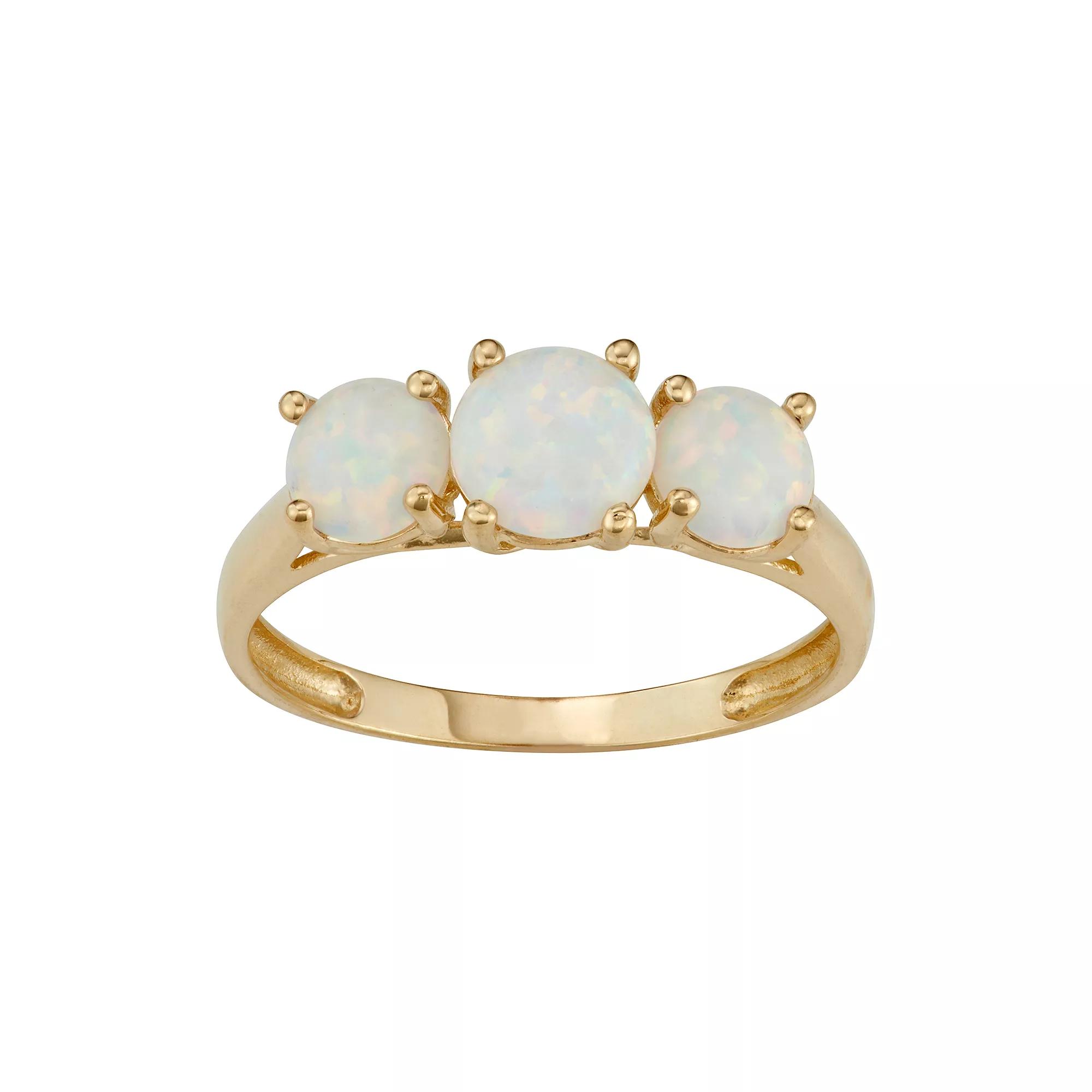 Designs by Gioelli 10k Gold 3-Stone Ring, Womens Created White Blue Product Image