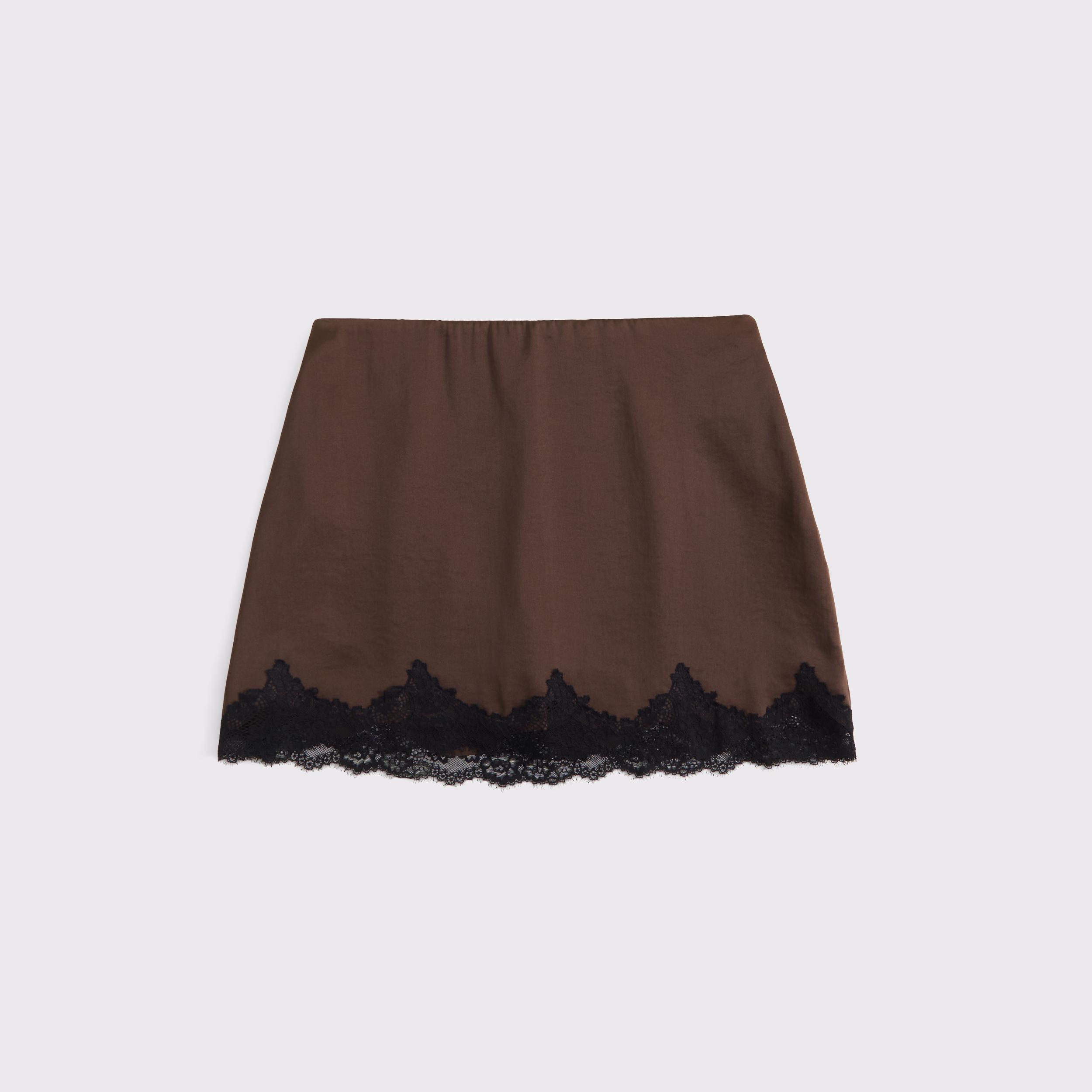 High Rise Lace & Satin Mini Skort Product Image