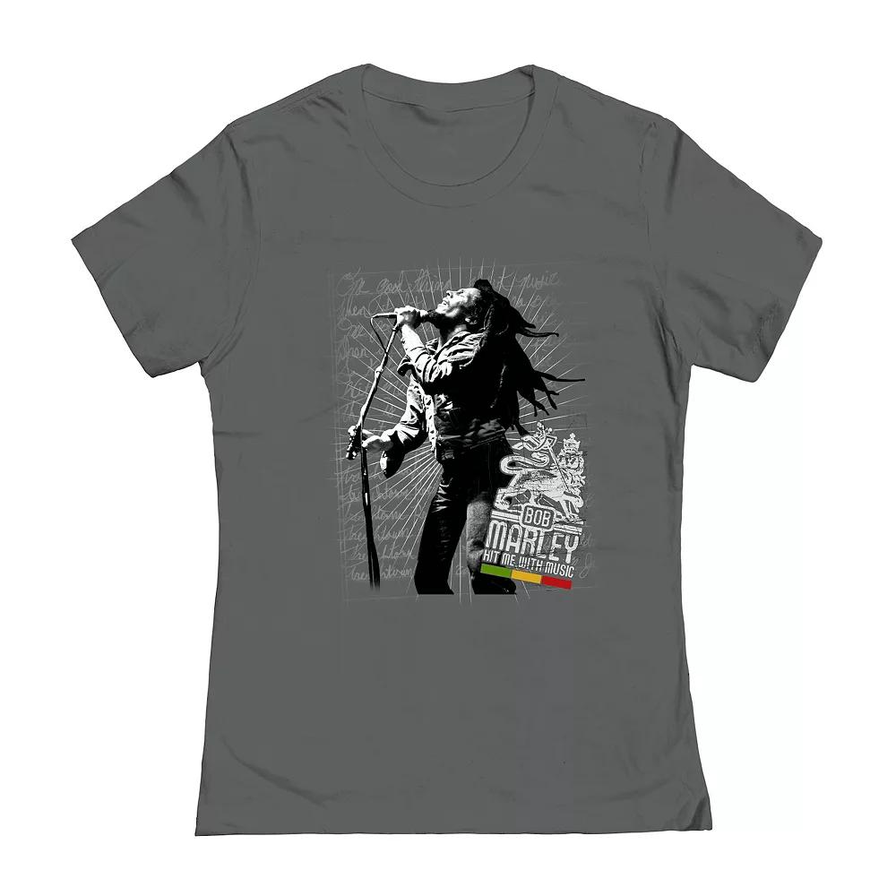 Juniors' Bob Marley Hit Me Graphic Tee, Girl's,  Product Image