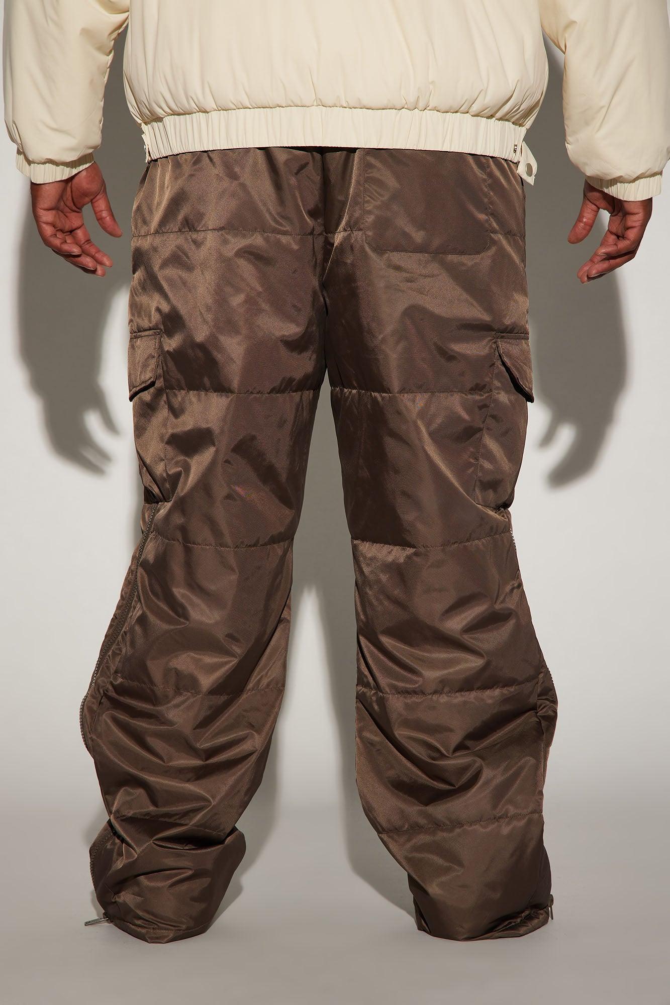 Ride With Me Baggy Padded Nylon Pants - Brown Product Image