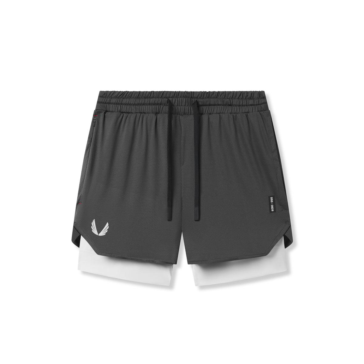 0828. AeroSilver® 5" Liner Short - Space Grey "Wings"/White Male Product Image