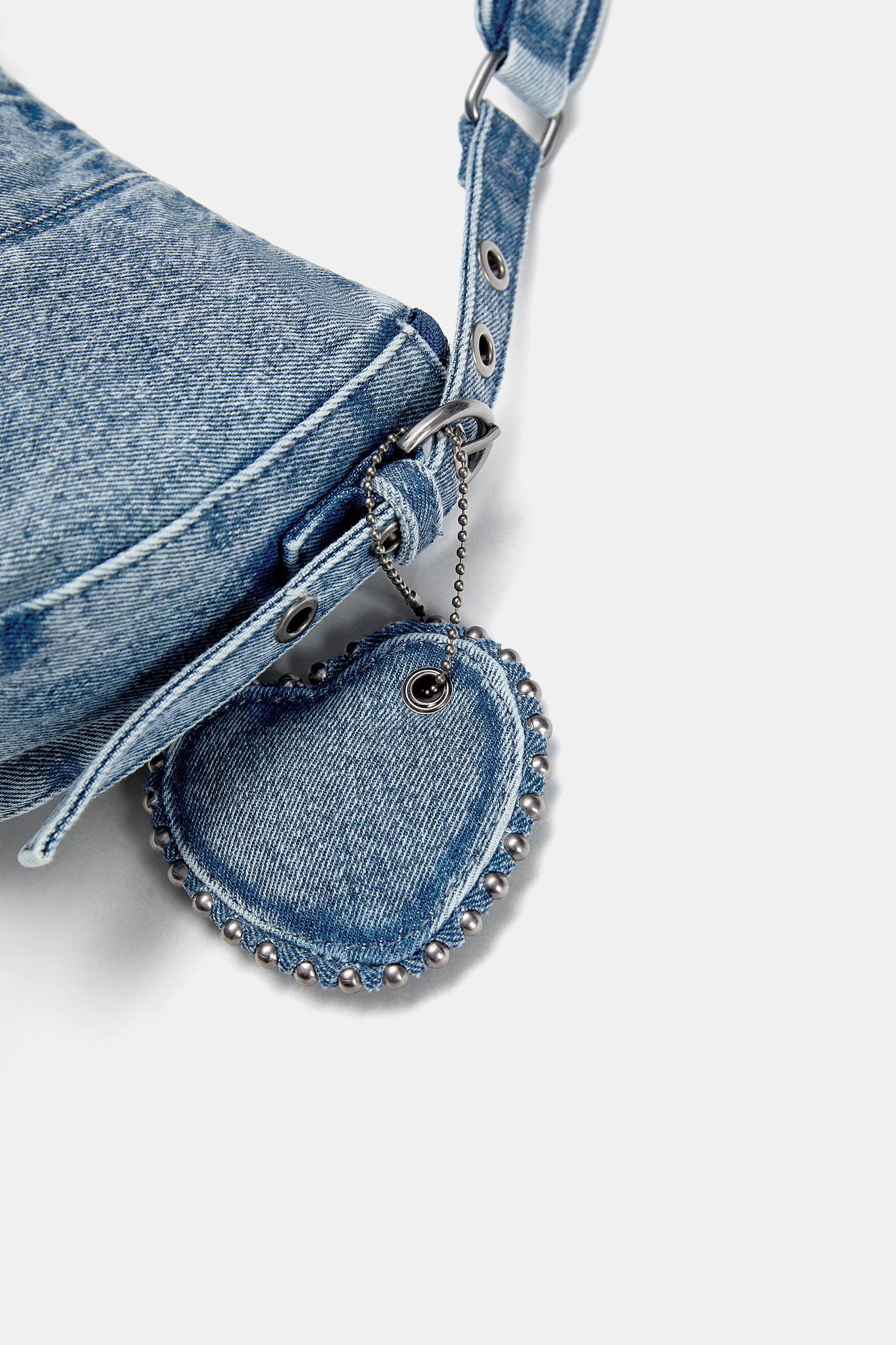 Embellished denim shoulder bag Product Image
