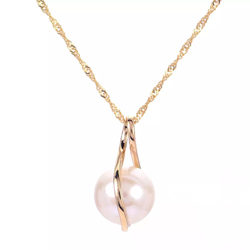 PearLustre by Imperial 14k Gold Freshwater Cultured Pearl Twist Pendant Necklace, Womens Product Image