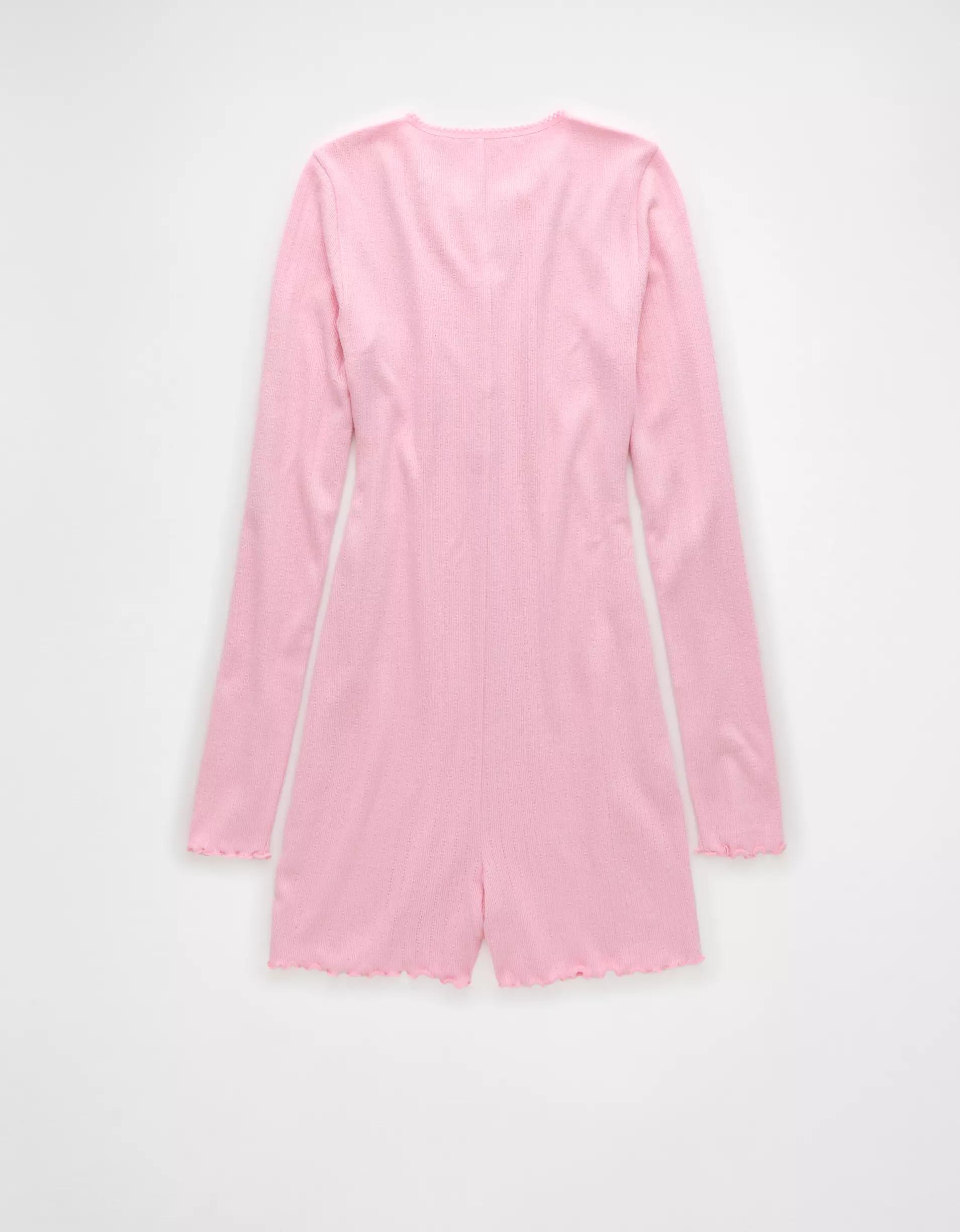 AE Long-Sleeve Lettuce Edge Lounge Romper Product Image