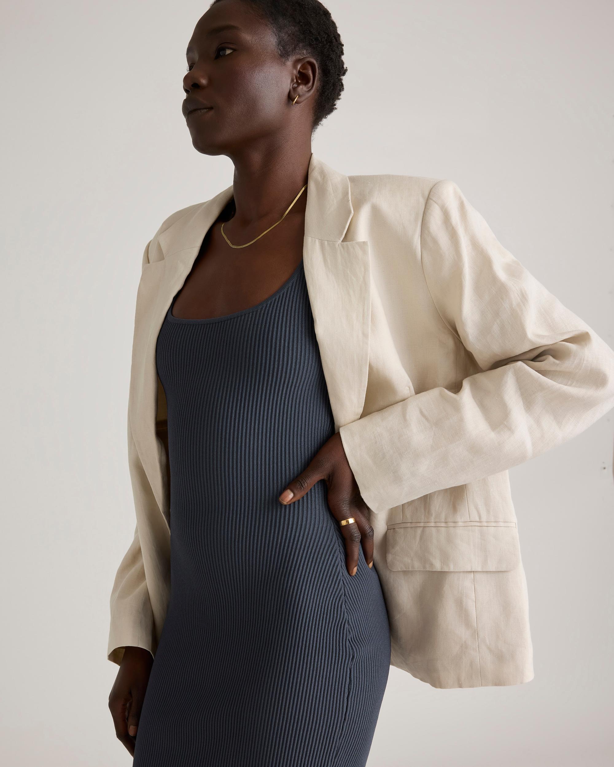 Quince | Women's Square Neck Ribbed Knit Mini Dress Recycled nylon/polyester/spandex Product Image