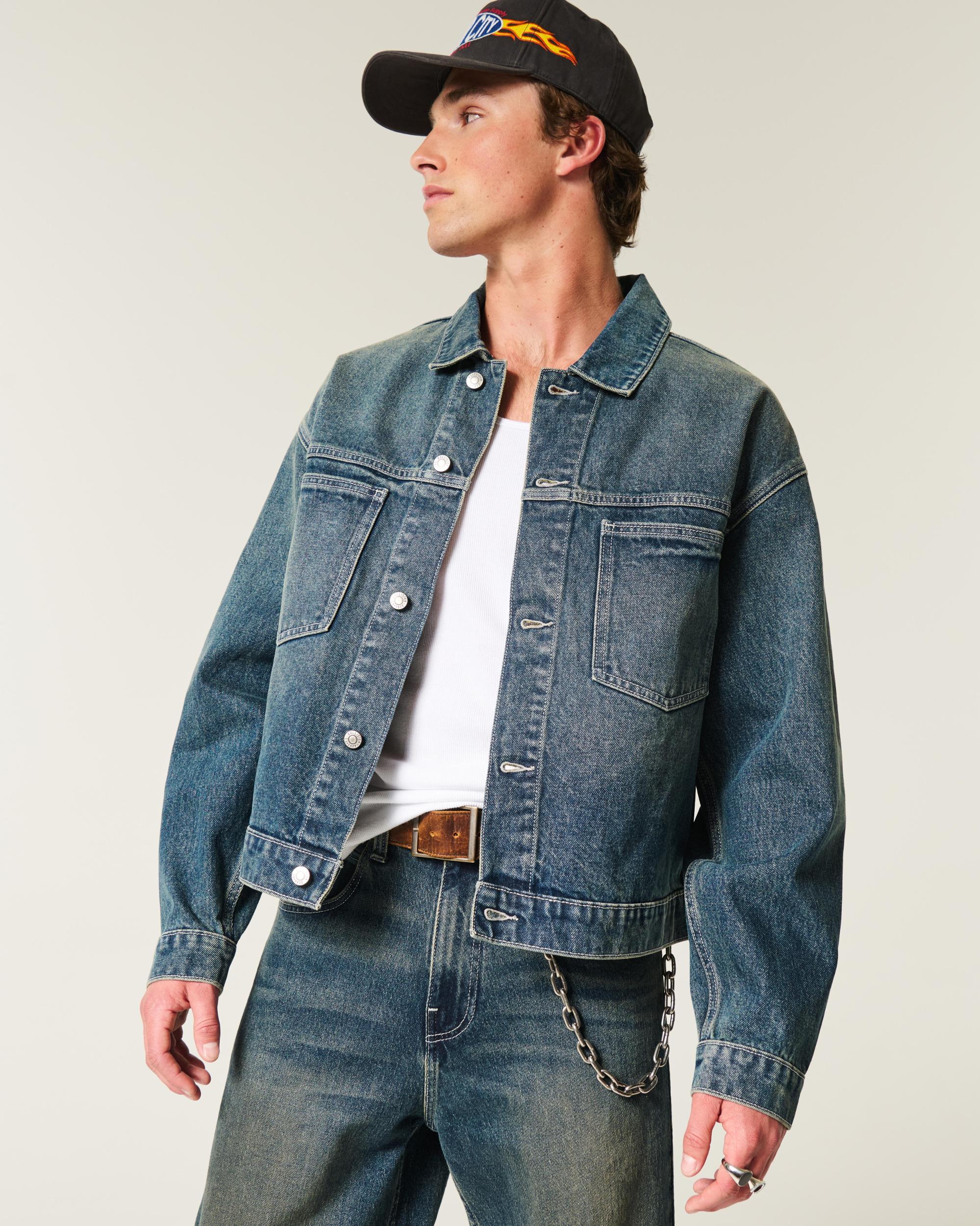 Washed Black Denim Trucker Jacket Product Image