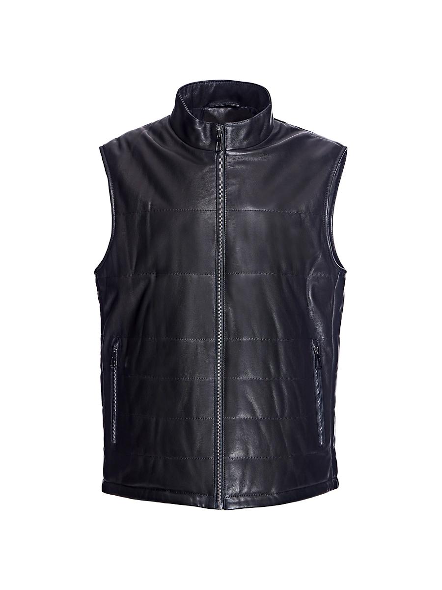 Mens Quilted Leather Vest Product Image