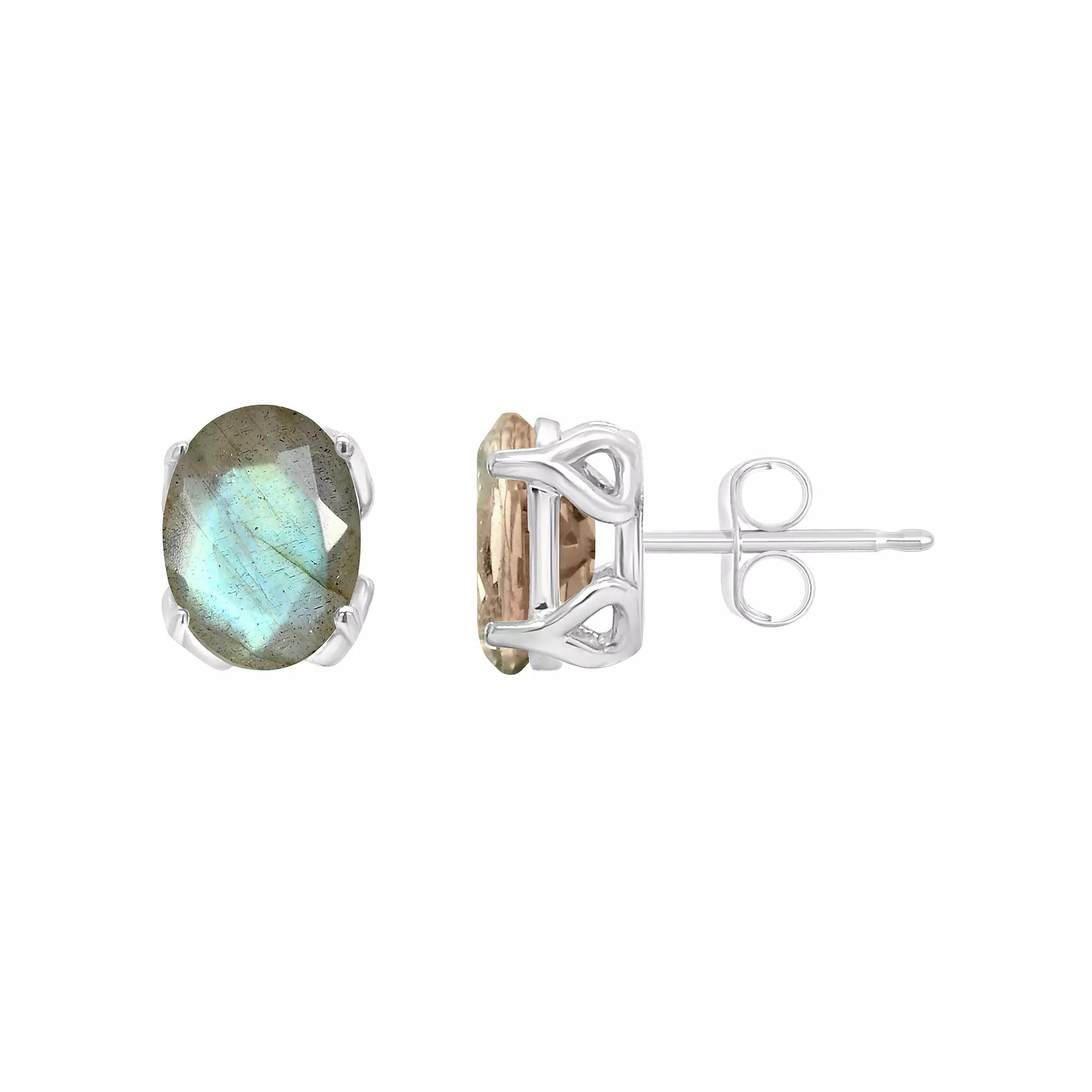 Alyson Layne Sterling Silver Oval Labradorite Stud Earrings, Women's Product Image