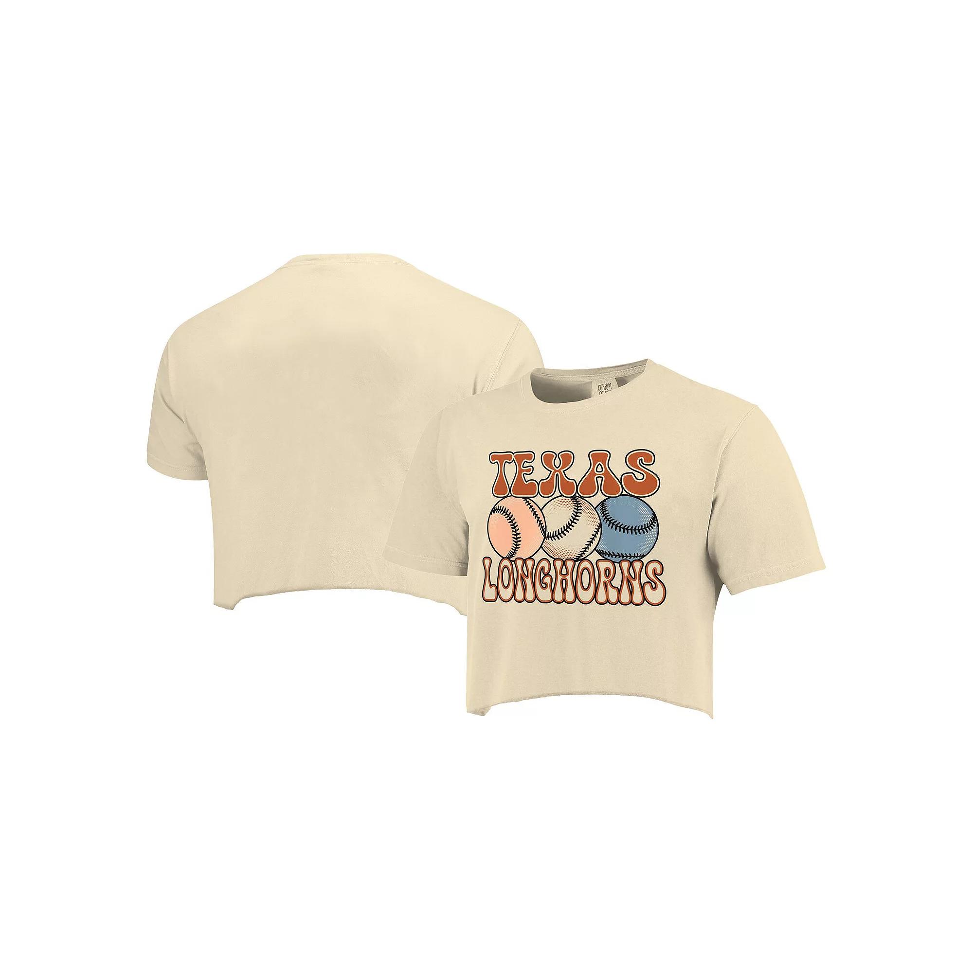 Women's Natural Texas Longhorns Comfort Colors Baseball Cropped T-Shirt,  Product Image