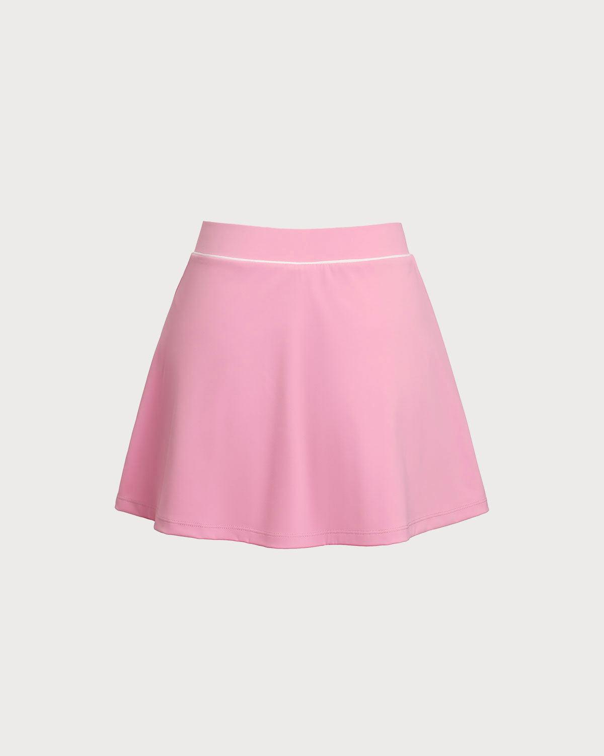Pink High Stretch A-Line Yoga Skirt Product Image