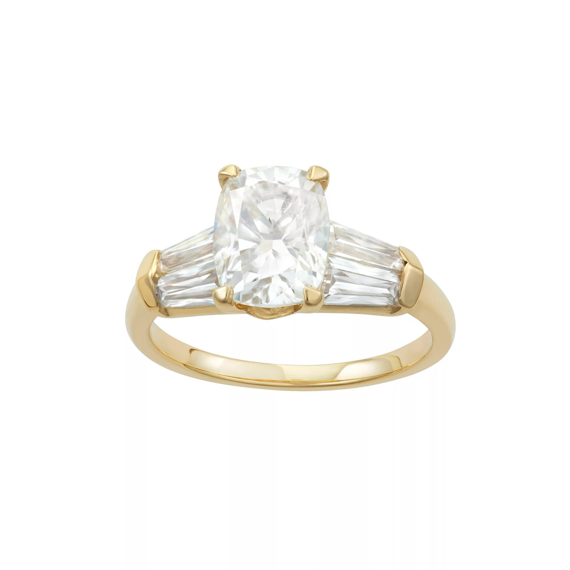 Charles & Colvard 14k Gold 3 1/2 Carat T.W. Lab-Created Elongated Cushion Engagement Ring, Women's, Size: 8, Yellow Product Image