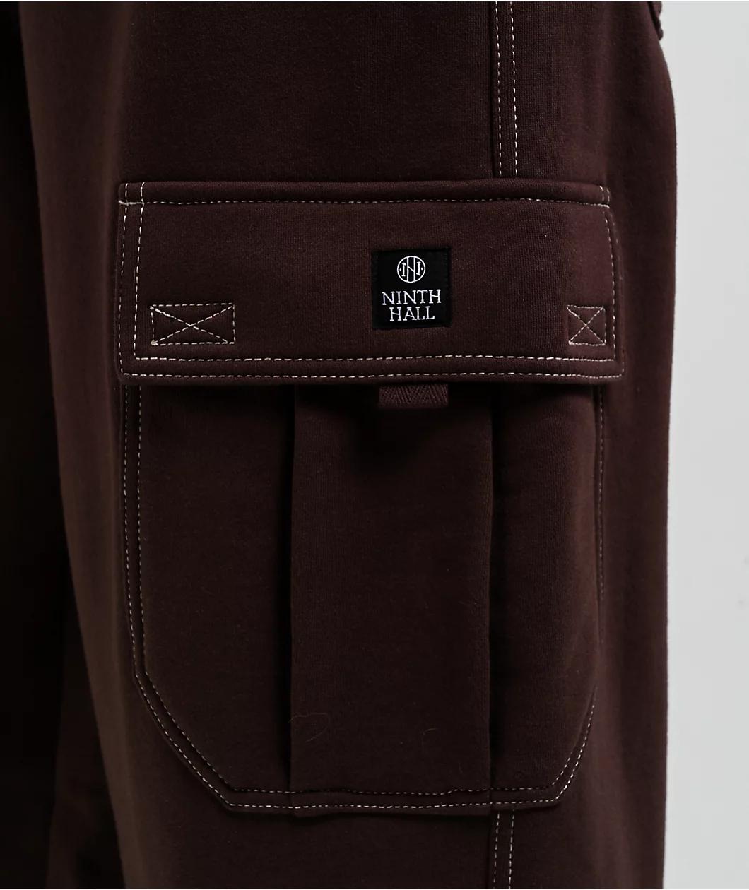 Ninth Hall Stash Brown Baggy Cargo Sweatpants Product Image