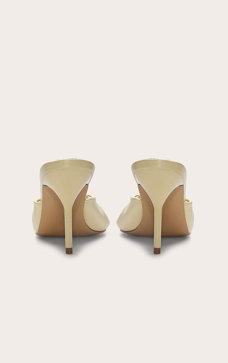 Butter Yellow Pu Point Toe Twist Strap High Heeled Mules Product Image