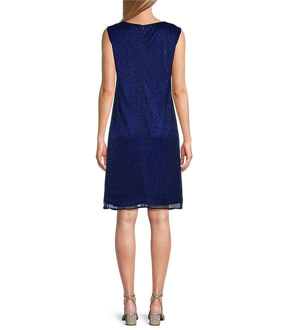 Le Bos Metallic Fortuny Round Neck 3/4 Sleeve Cascade Duster 2-Piece Jacket Dress Product Image